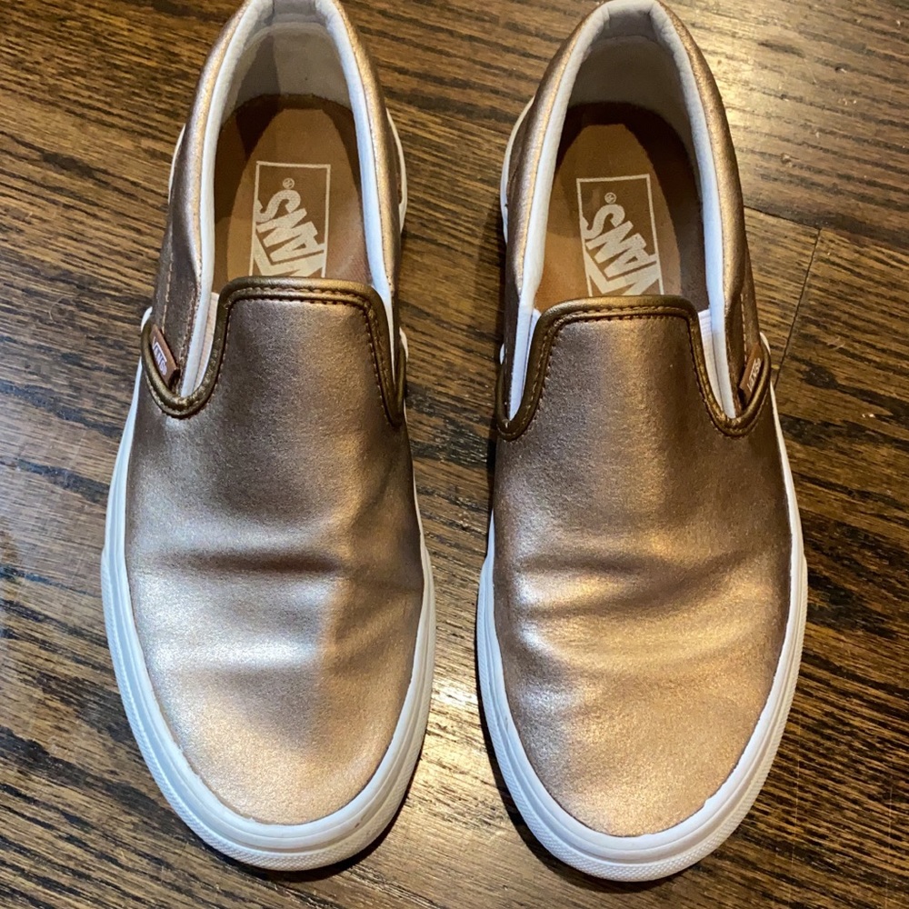 Rose gold Vans slip ons size 8
